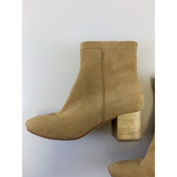 BOGO Toms Evie Honey Tan Nubuck Stack Heel Ankle Boot Side Zip 10012284 Women 7 - Picture 9 of 15